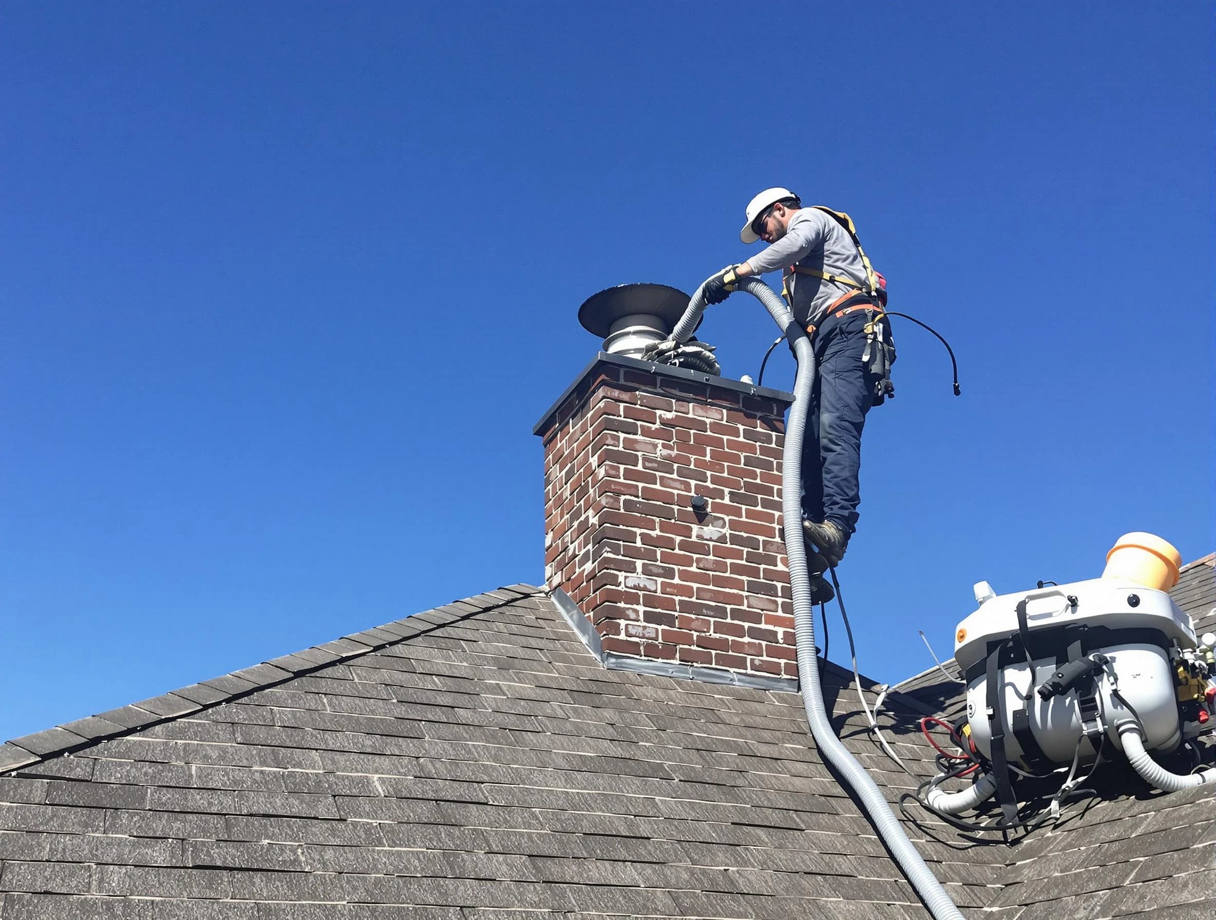 Dedicated Nolensville Chimney Sweep team member cleaning a chimney in Nolensville, TN