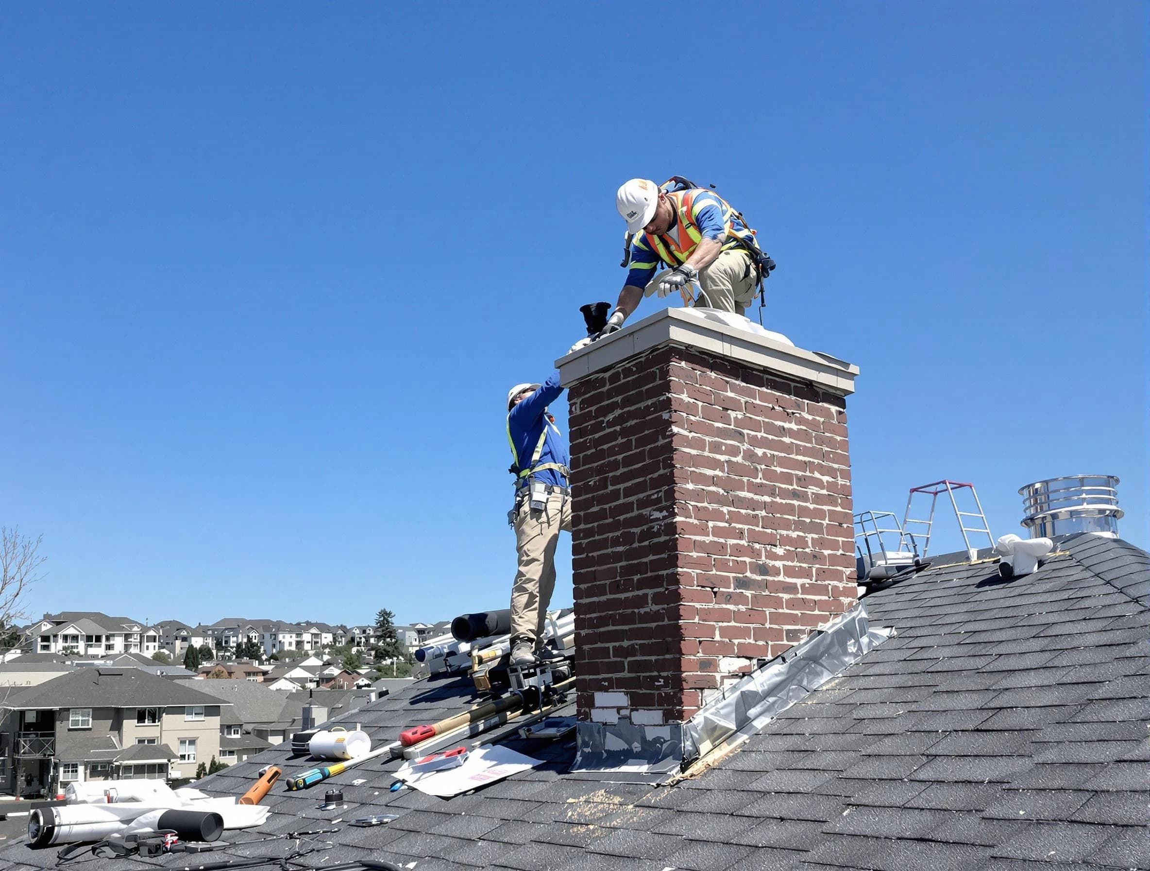 Nolensville Chimney Sweep repairing a chimney crown in Nolensville, TN