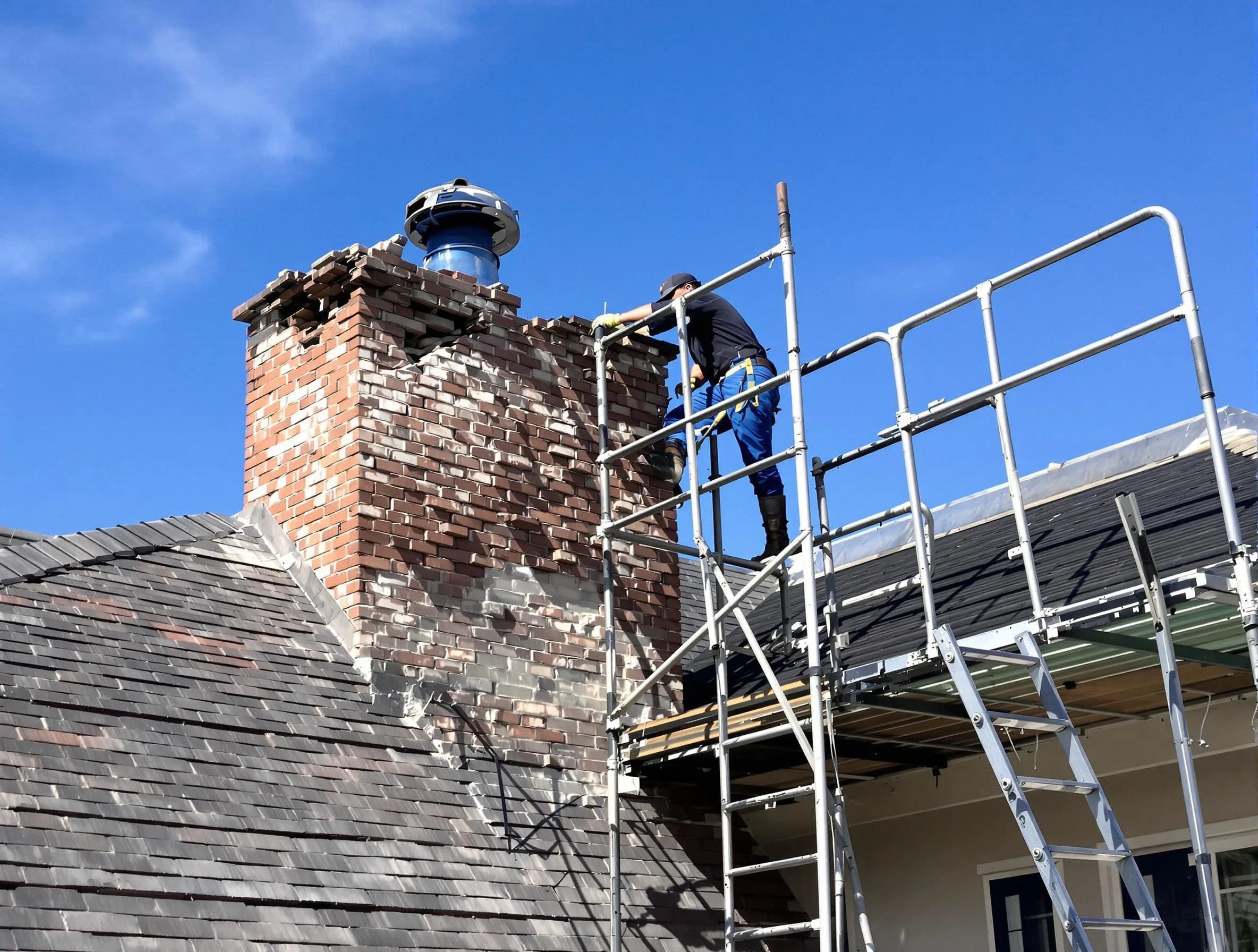 Rebuilding a chimney structure by Nolensville Chimney Sweep in Nolensville, TN