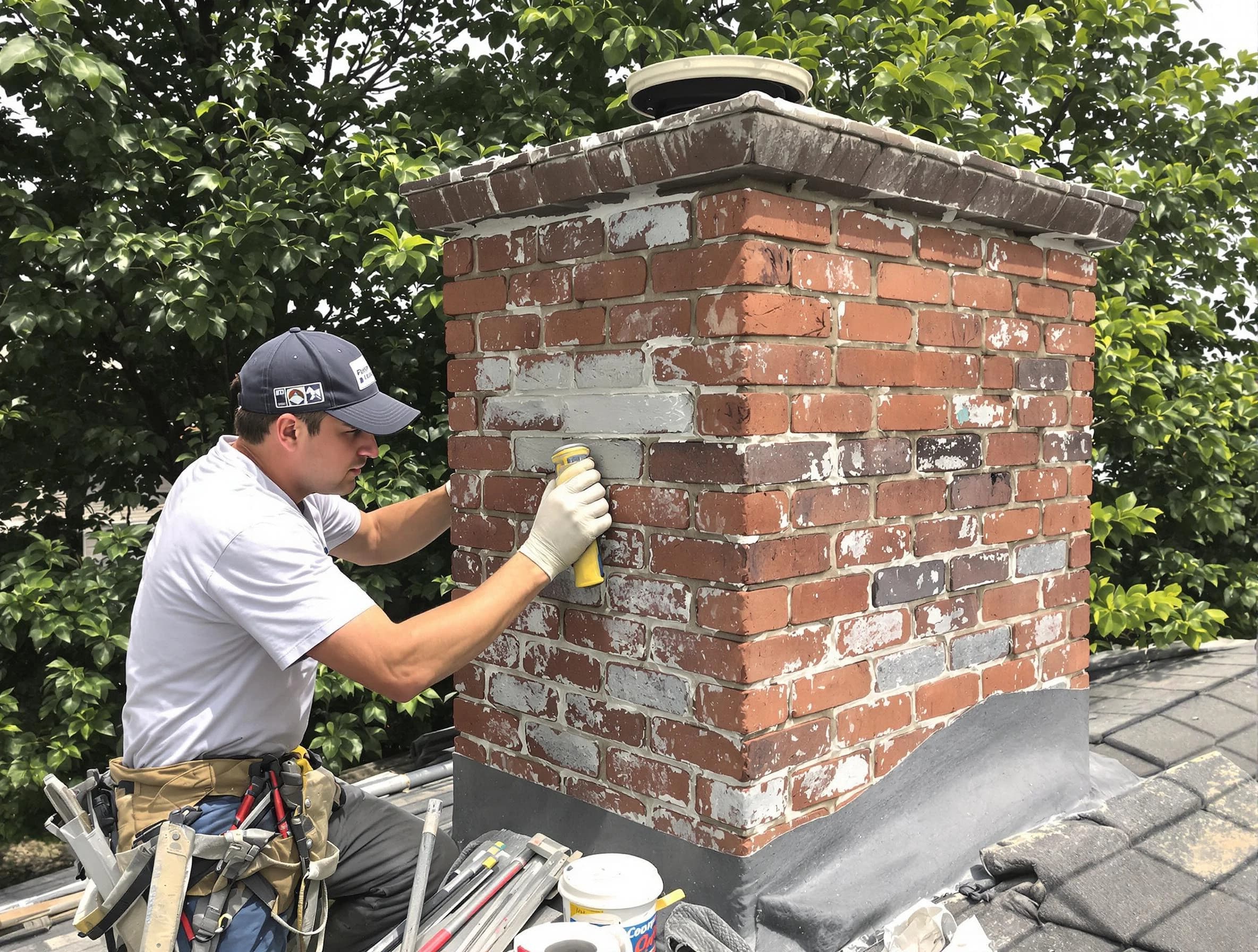 Nolensville Chimney Sweep restoring an aging chimney in Nolensville, TN