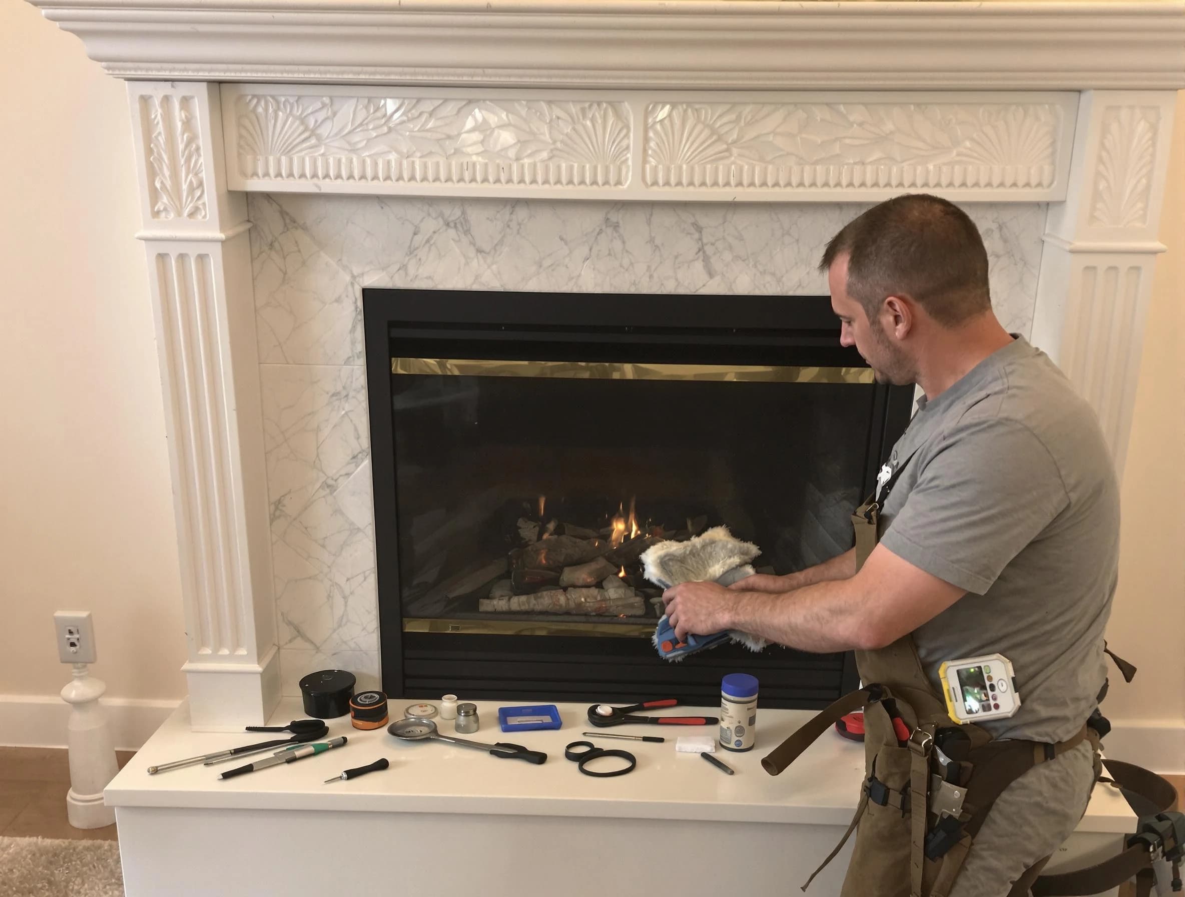 Nolensville Chimney Sweep performing fireplace maintenance in Nolensville, TN