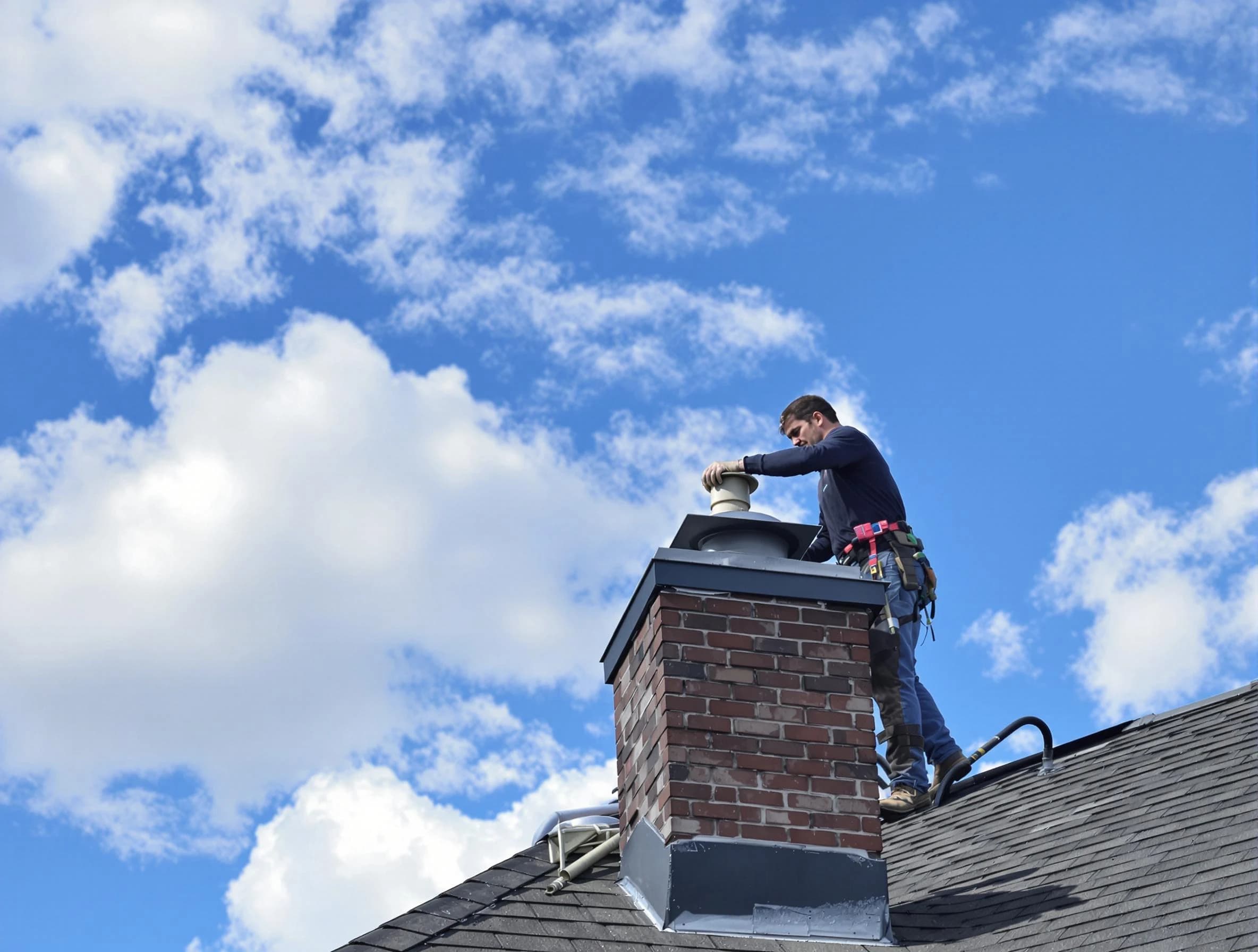 Nolensville Chimney Sweep installing a sturdy chimney cap in Nolensville, TN