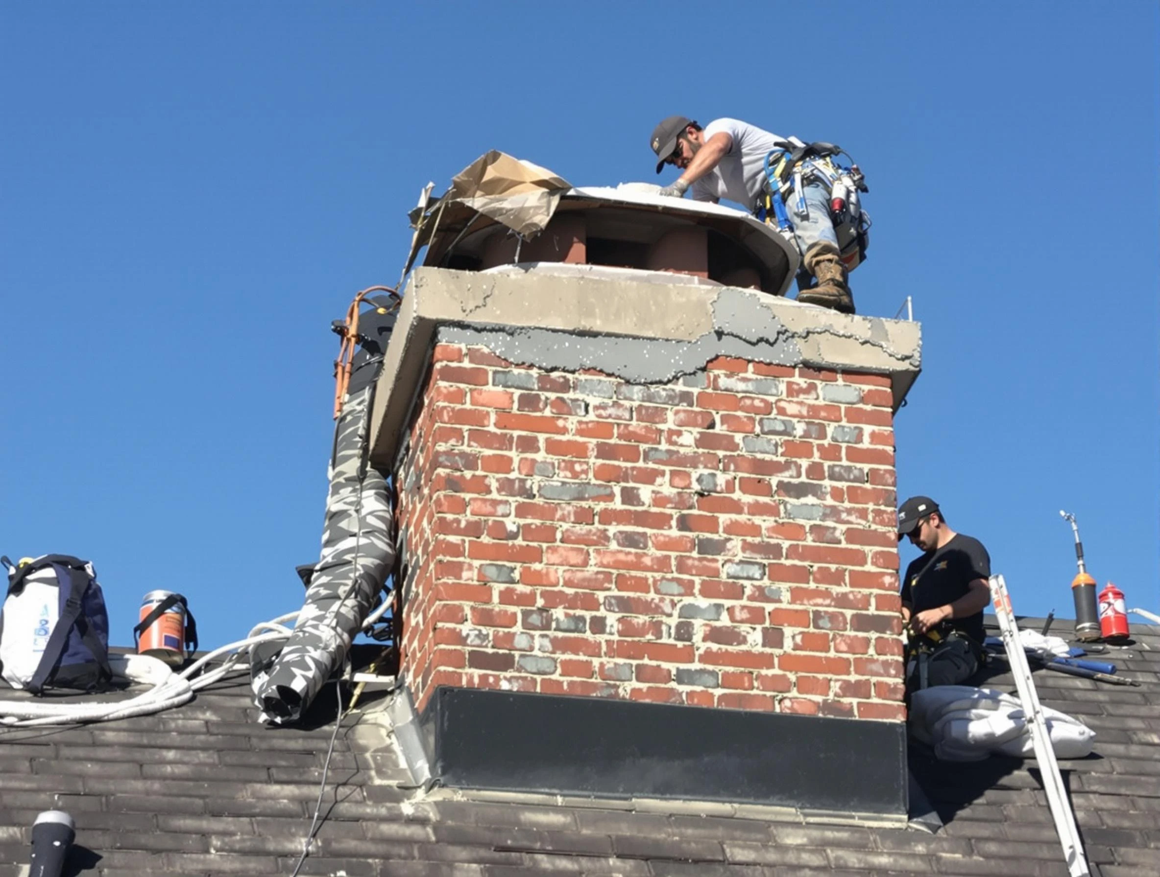 Nolensville Chimney Sweep installing a custom chimney crown in Nolensville, TN