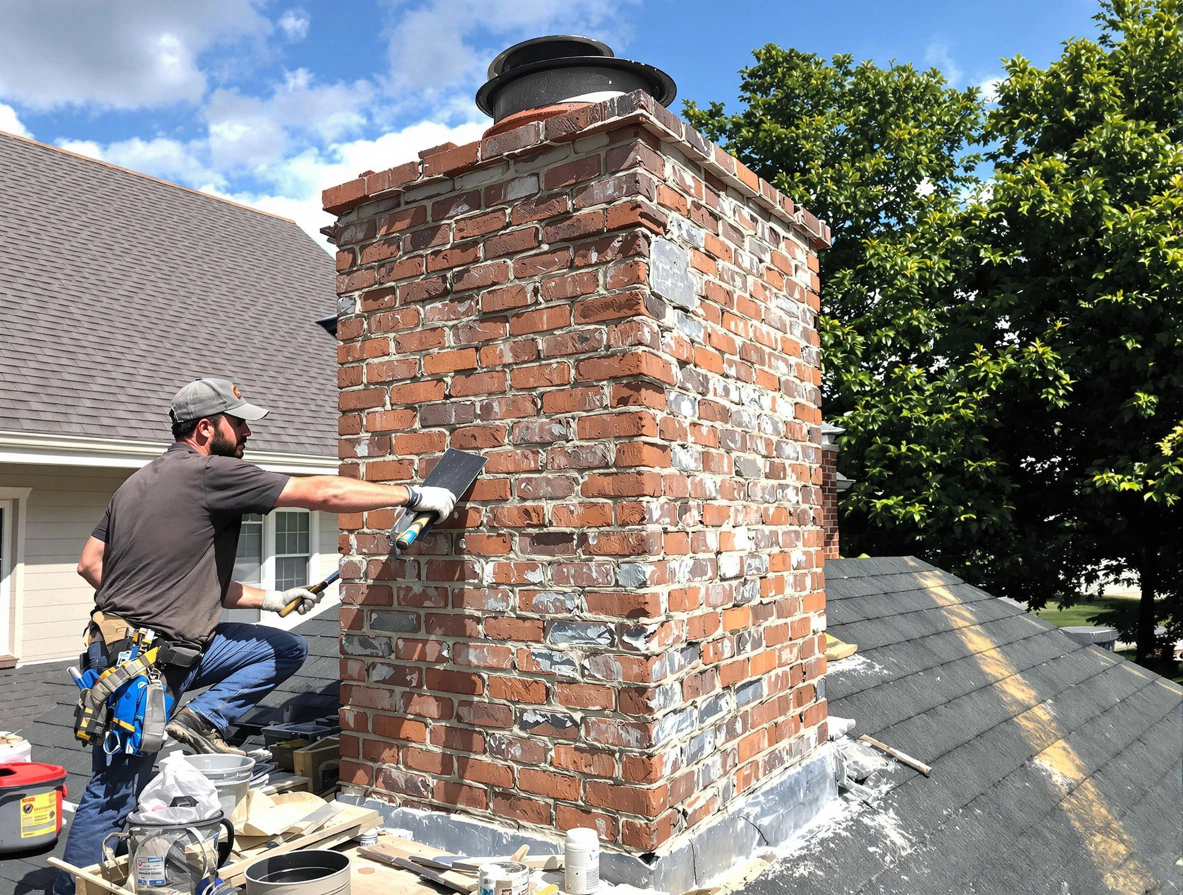 Completed chimney rebuild by Nolensville Chimney Sweep in Nolensville, TN